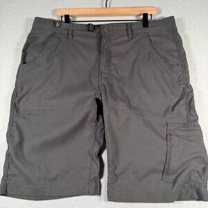 Prana Mens Stretch Zion II Charcoal Gray Hiking Cargo Shorts 38W M3STRE116